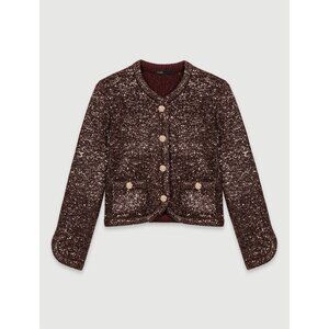 NWT MAJE Sequinned Cardigan Brown Women’s Sz 3 Jacket